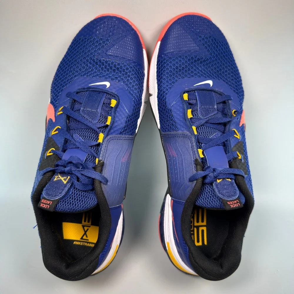 Nike Metcon 7 Mens 9.5 9 1/2 Crossfit Training Shoe Blue Orange Sneaker Low Lace